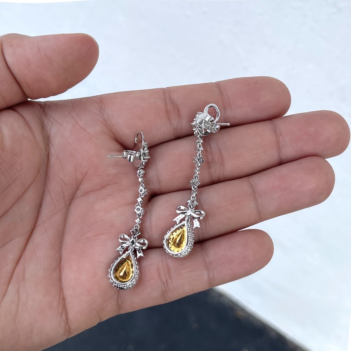 Fancy Color Diamond and 18K Earrings