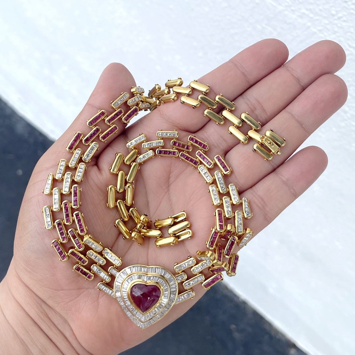 GIA Burma Ruby, Diamond and 18K Necklace