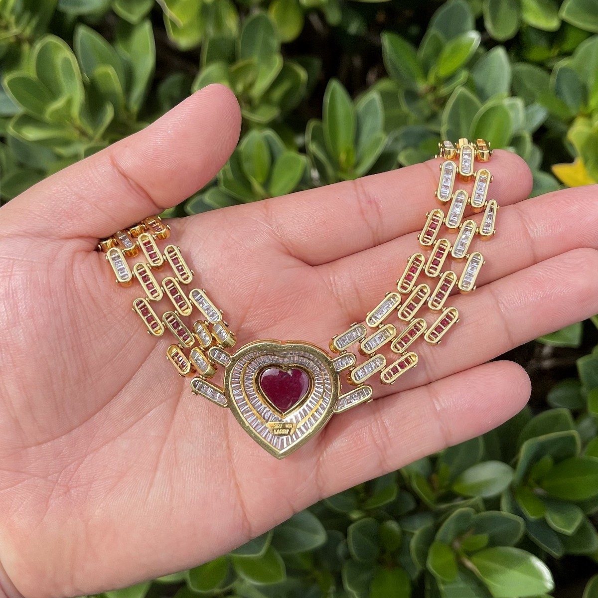 GIA Burma Ruby, Diamond and 18K Necklace