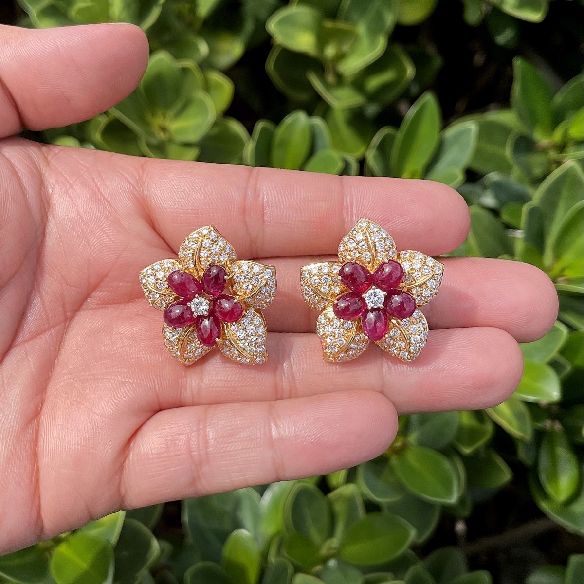 GIA Ruby, Diamond and 18K Earrings