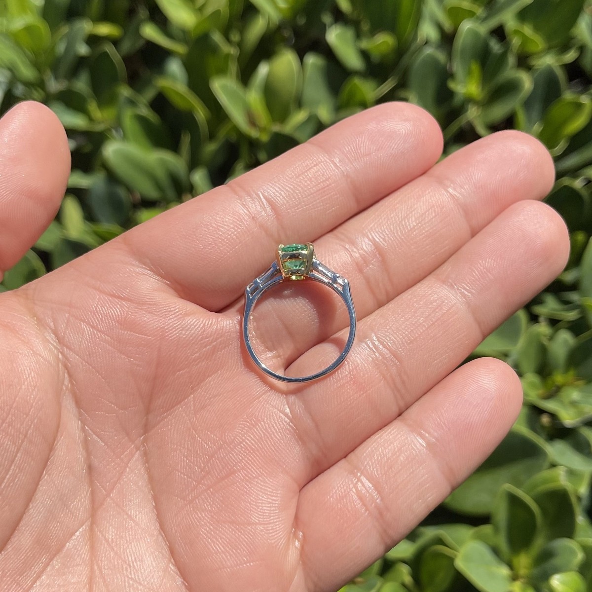 Emerald, Diamond and Platinum Ring