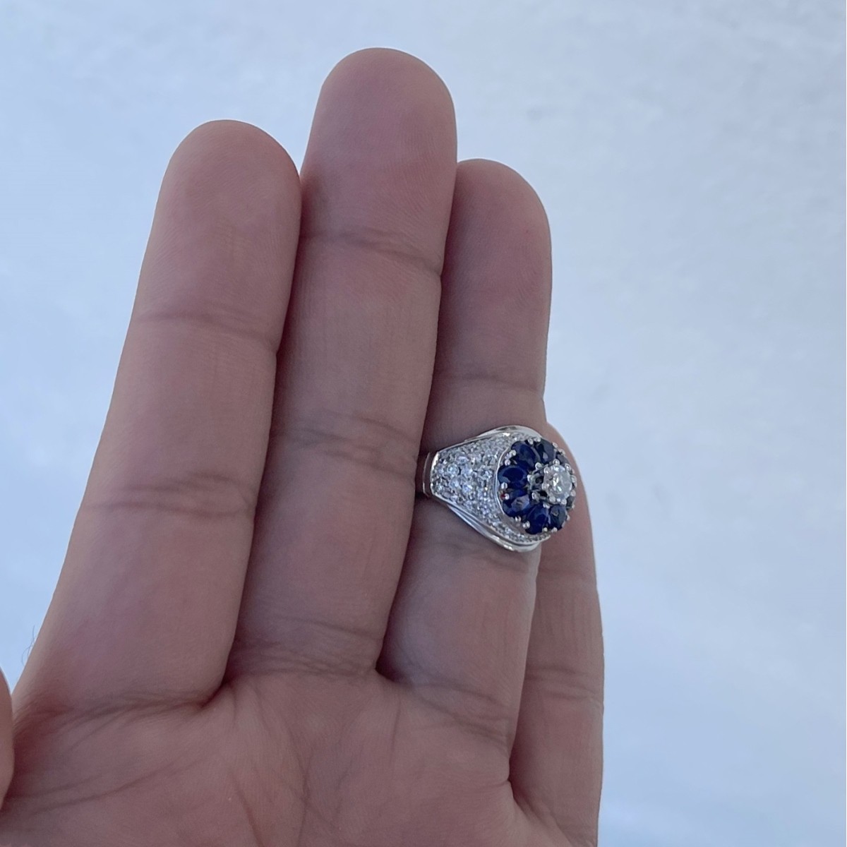 Sapphire, Diamond and 18K Ring