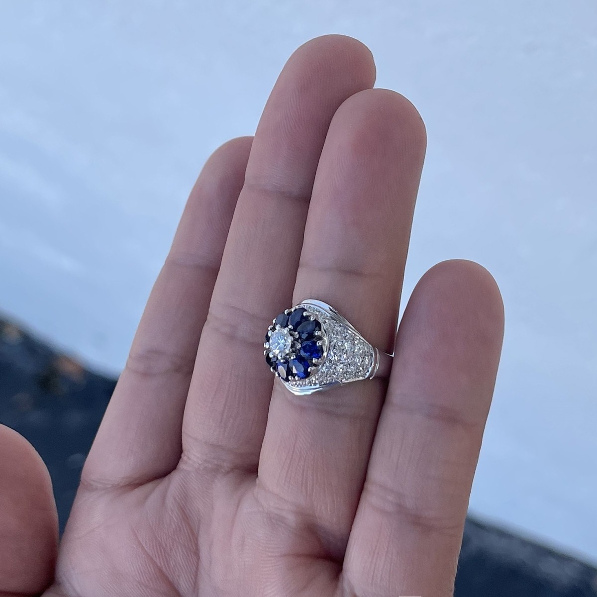 Sapphire, Diamond and 18K Ring