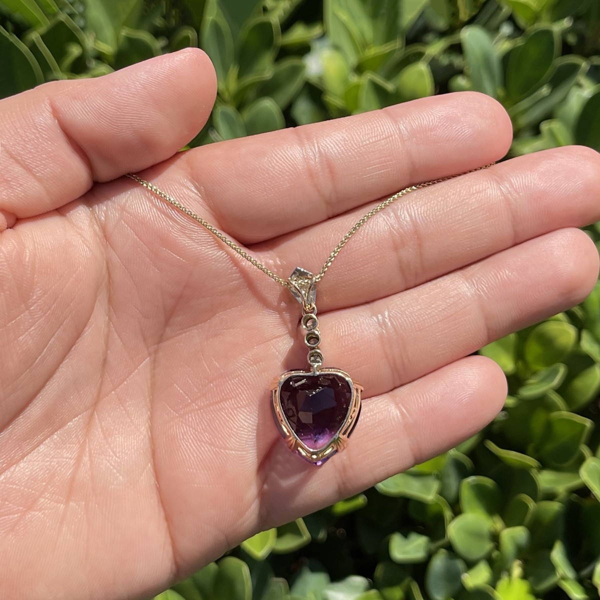 Amethyst, Diamond and 14K Necklace