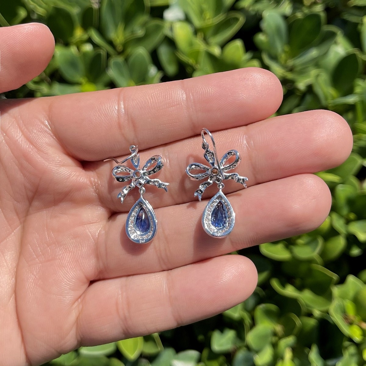 Sapphire, Diamond and 18K Earrings