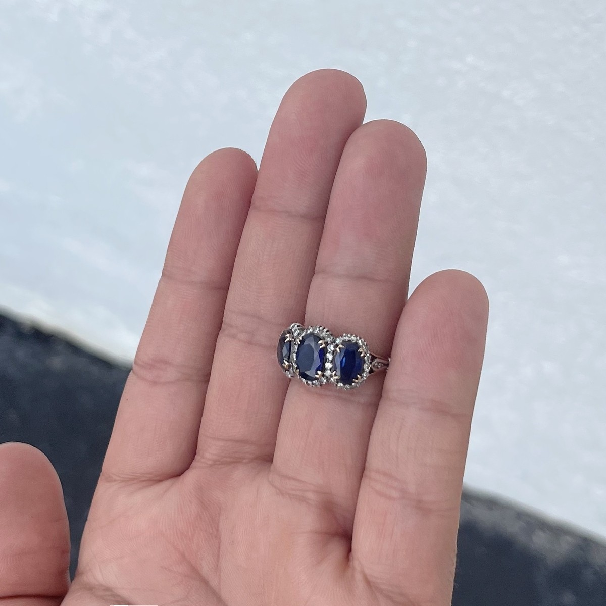 Sapphire, Diamond and 14K Ring