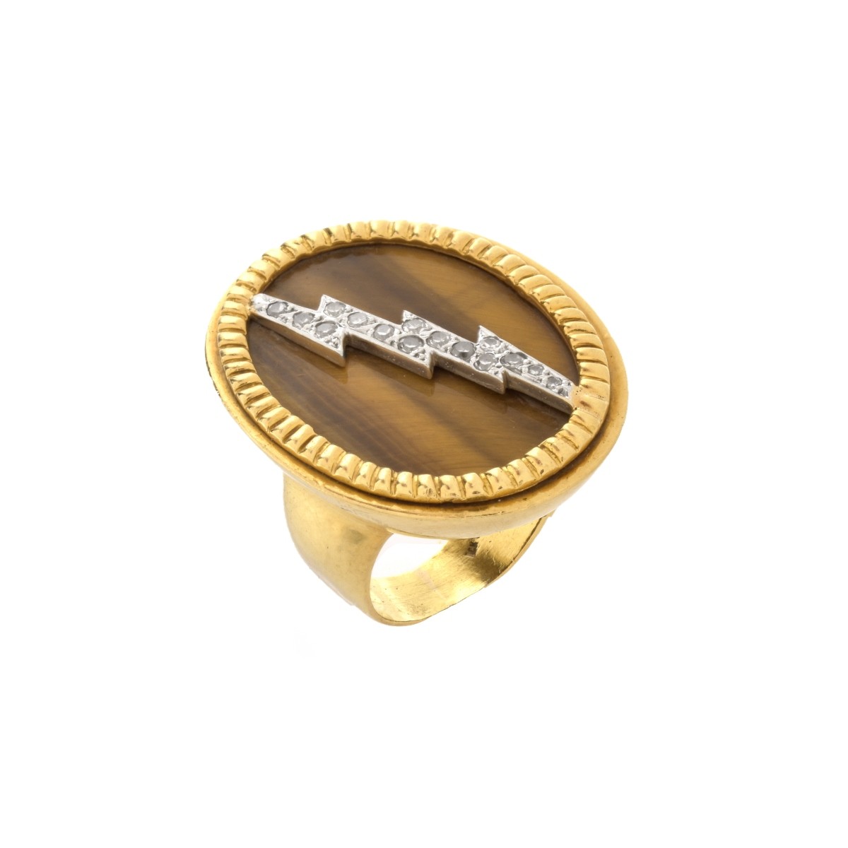 Diamond, Tiger Eye and 18K Ring