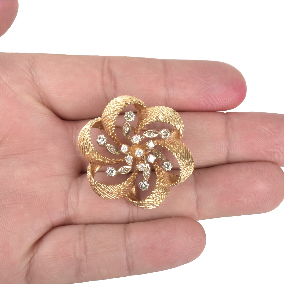 Karbra Diamond and 14K Brooch