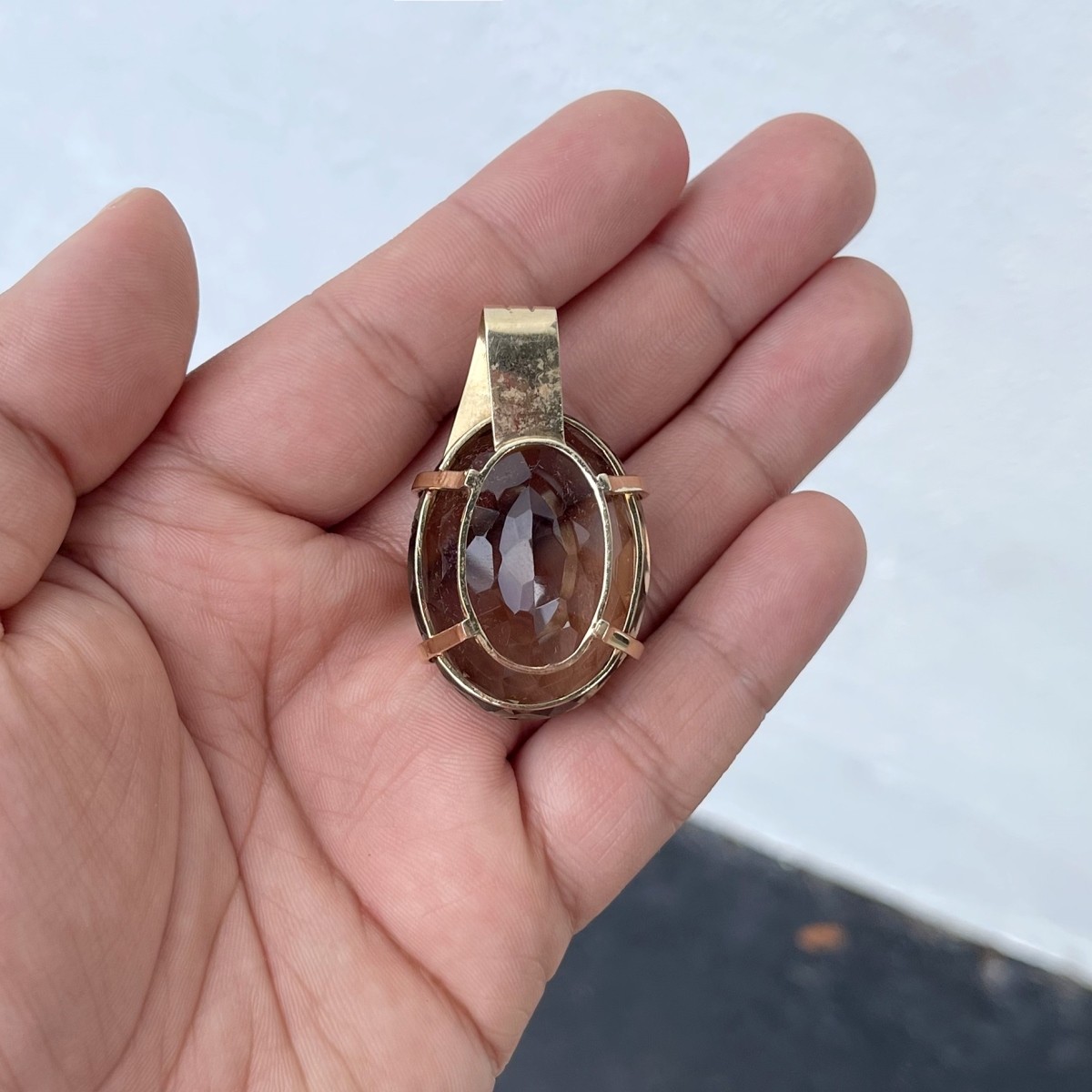 Smokey Topaz and 14K Pendant