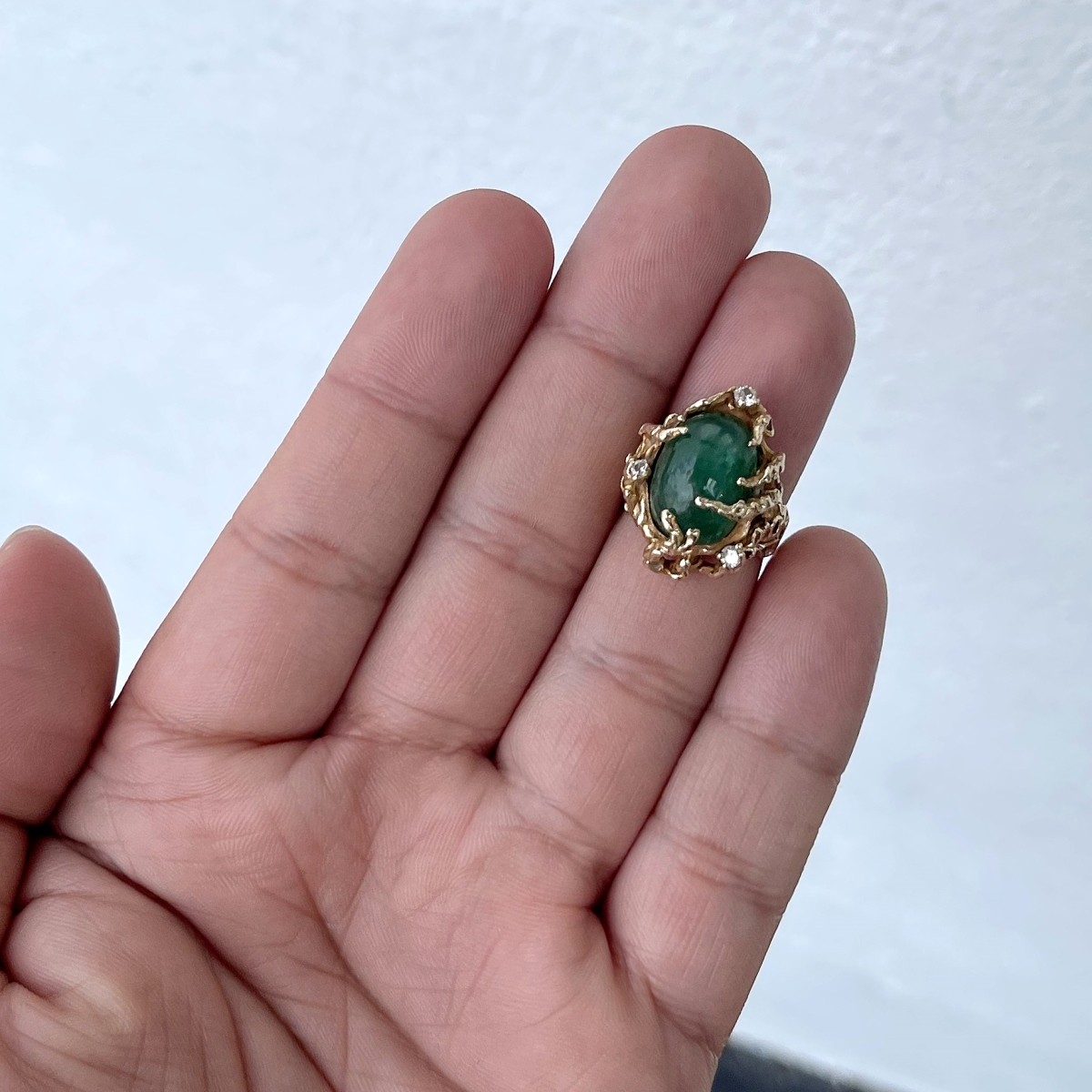 Emerald, Diamond and 14K Ring