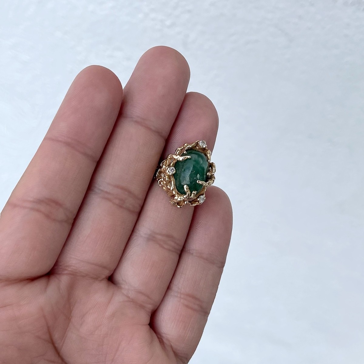 Emerald, Diamond and 14K Ring