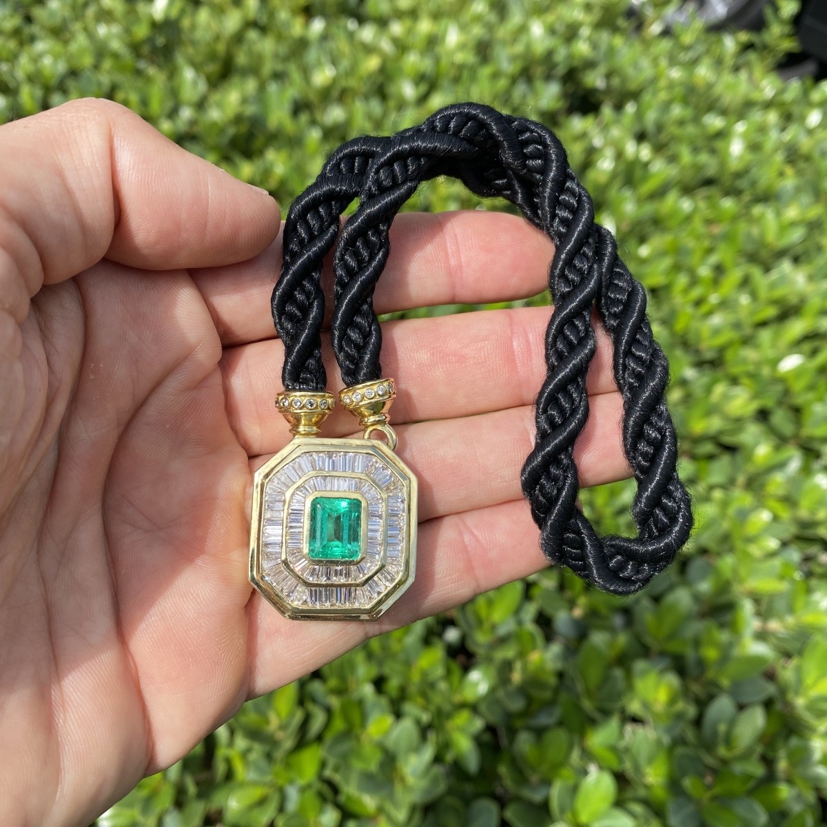 Emerald, Diamond and 18K Necklace