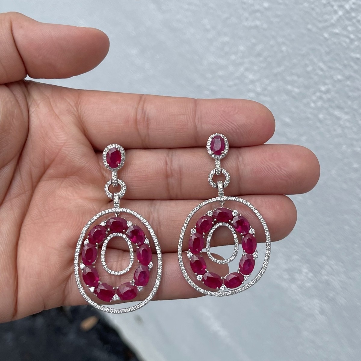 Ruby, Diamond and 18K Earrings