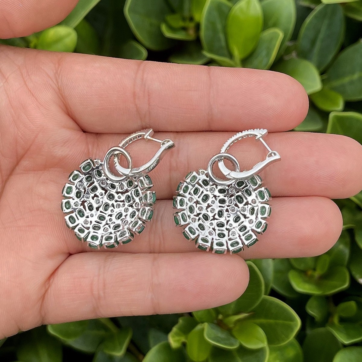 Emerald, Diamond and 18K Earrings