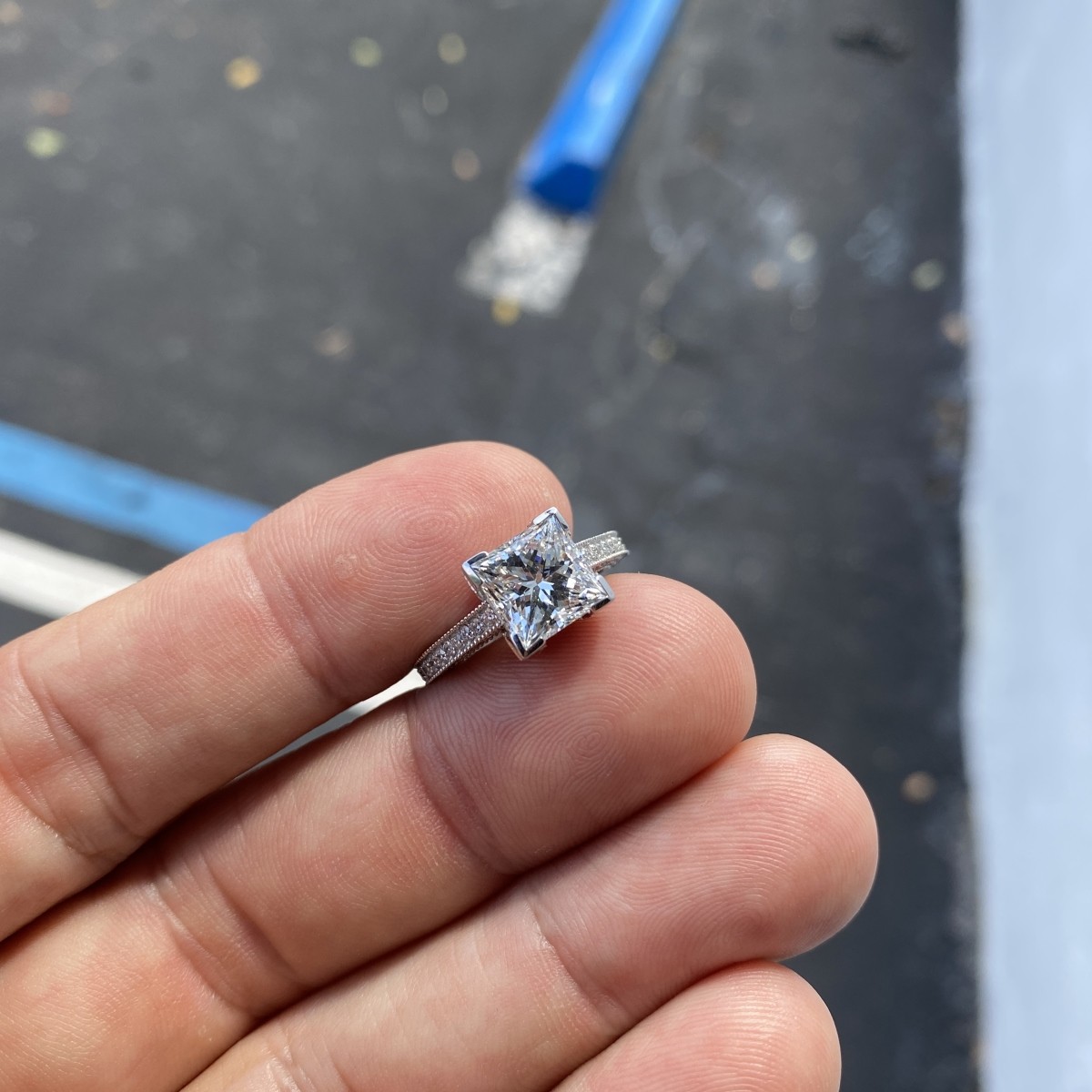 GIA 5.28ct Diamond and 18K Ring