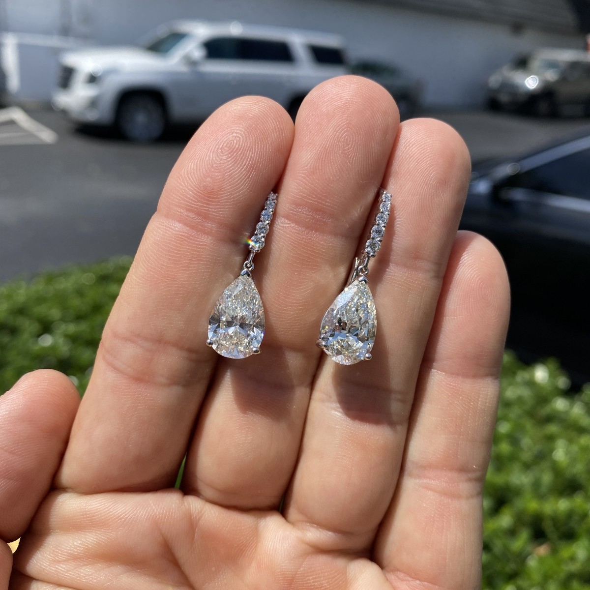 GIA 10.65ct Diamond and 18K Earrings