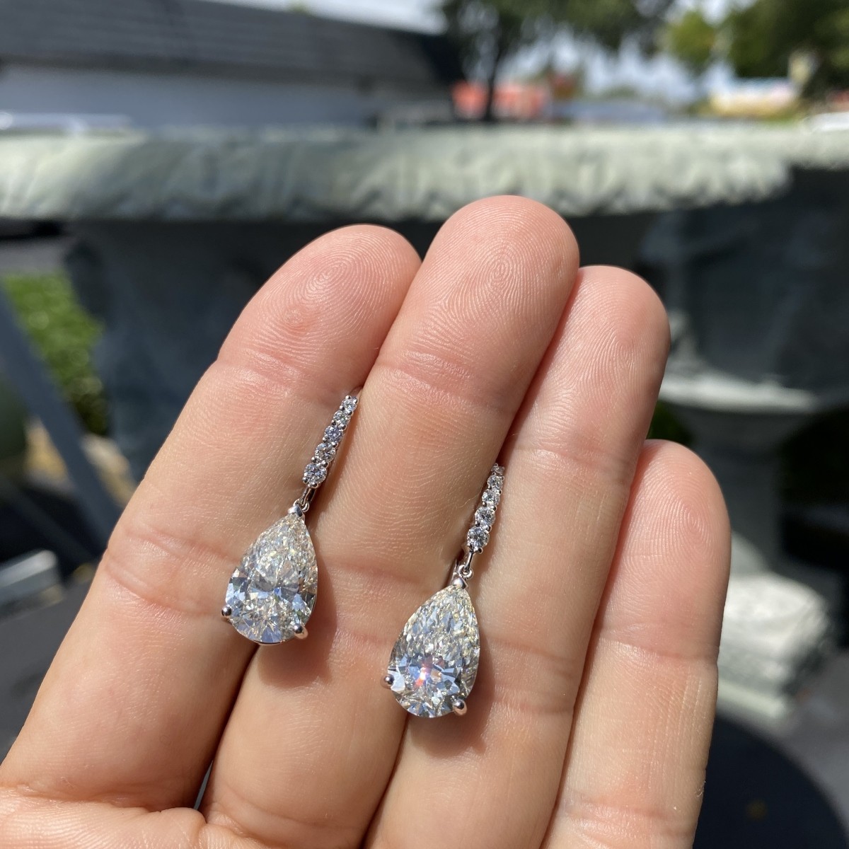 GIA 10.65ct Diamond and 18K Earrings