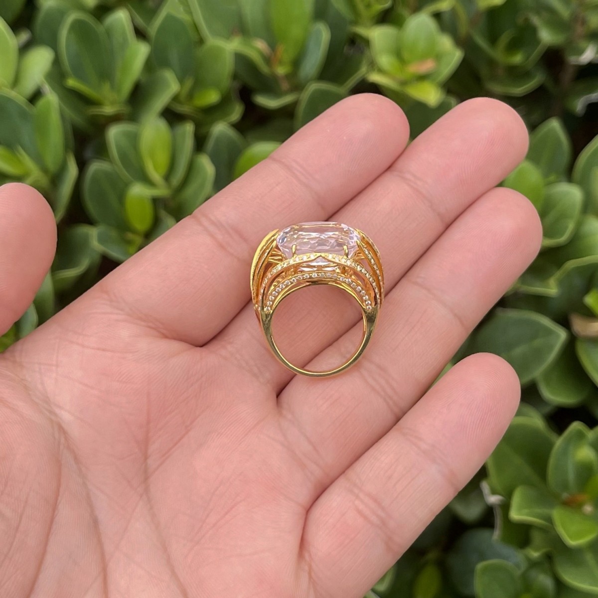 Kunzite, Diamond and 18K Ring