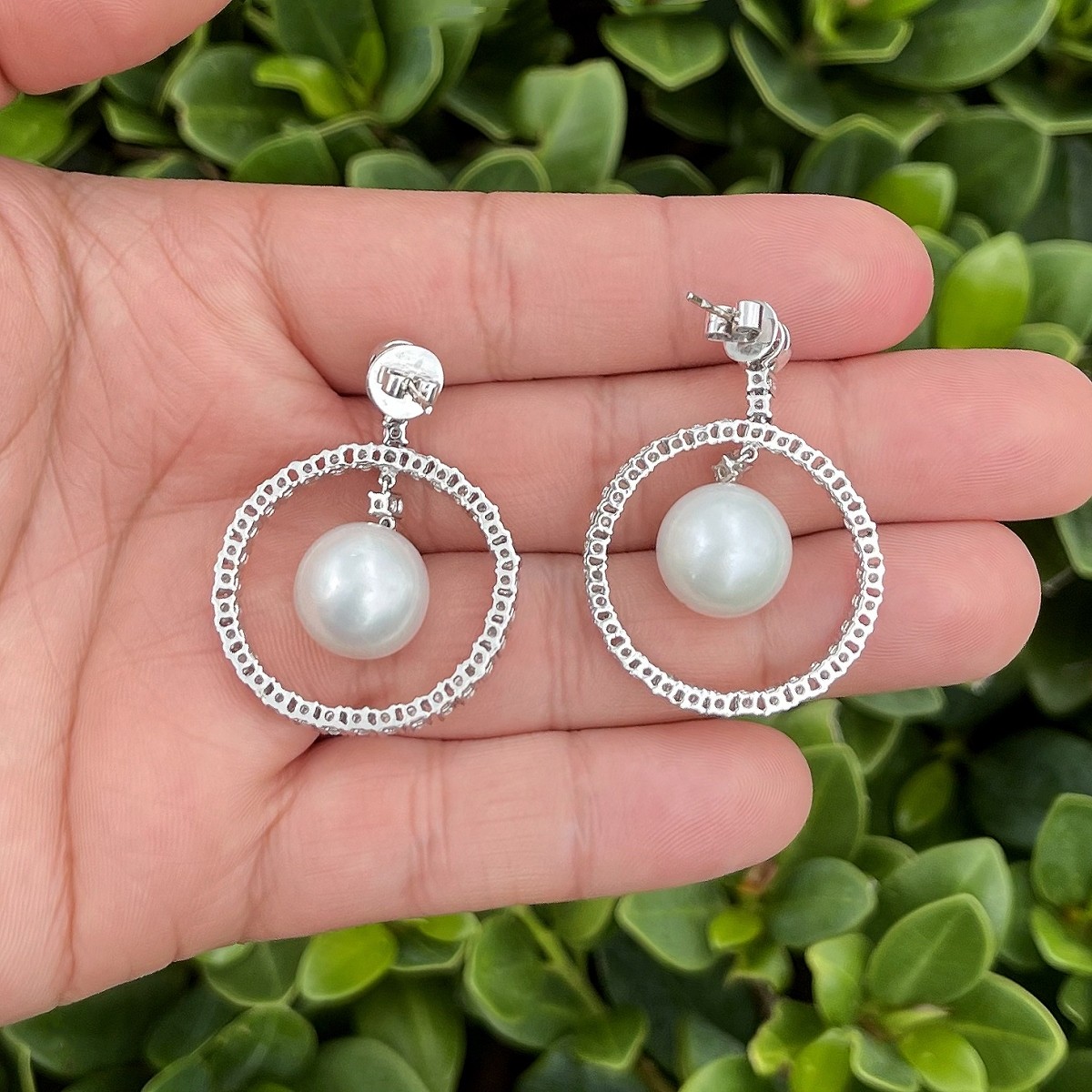 Diamond, Pearl and 18K Earrings