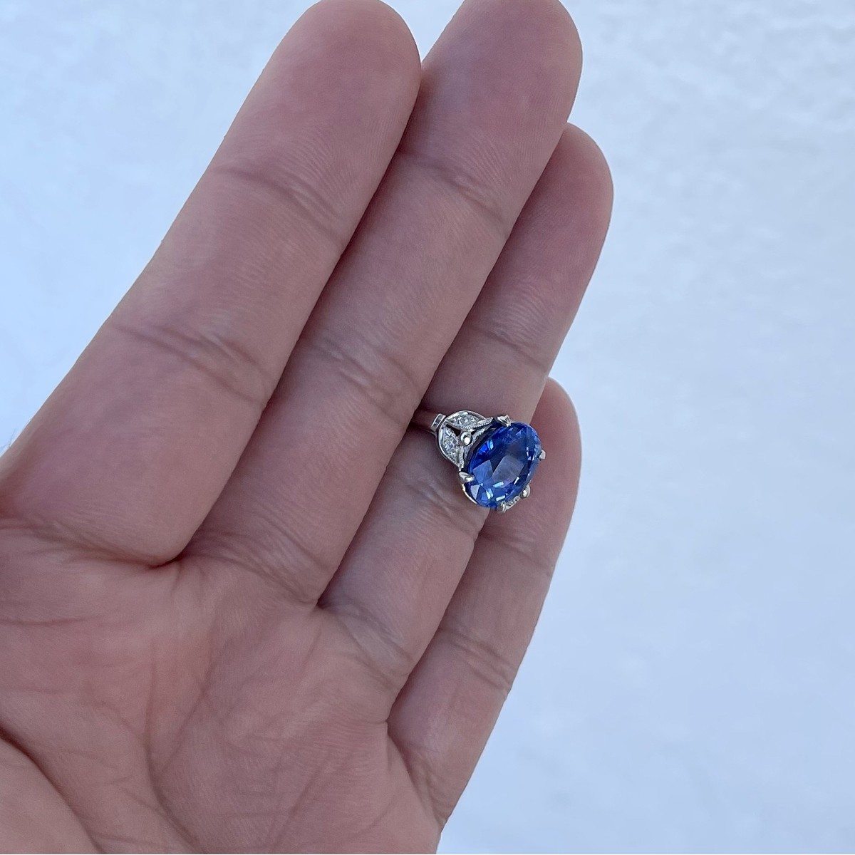 Sapphire, Diamond and 14K Ring