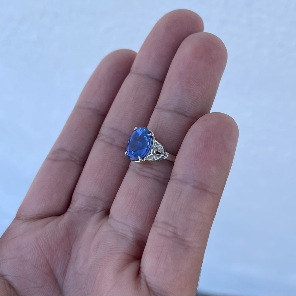 Sapphire, Diamond and 14K Ring