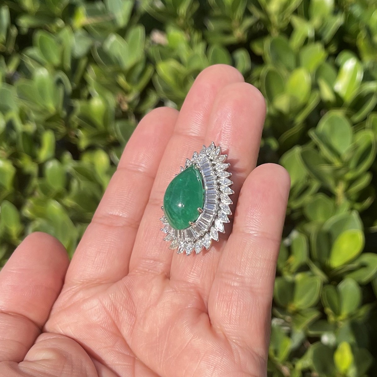Emerald, Diamond and Platinum Ring