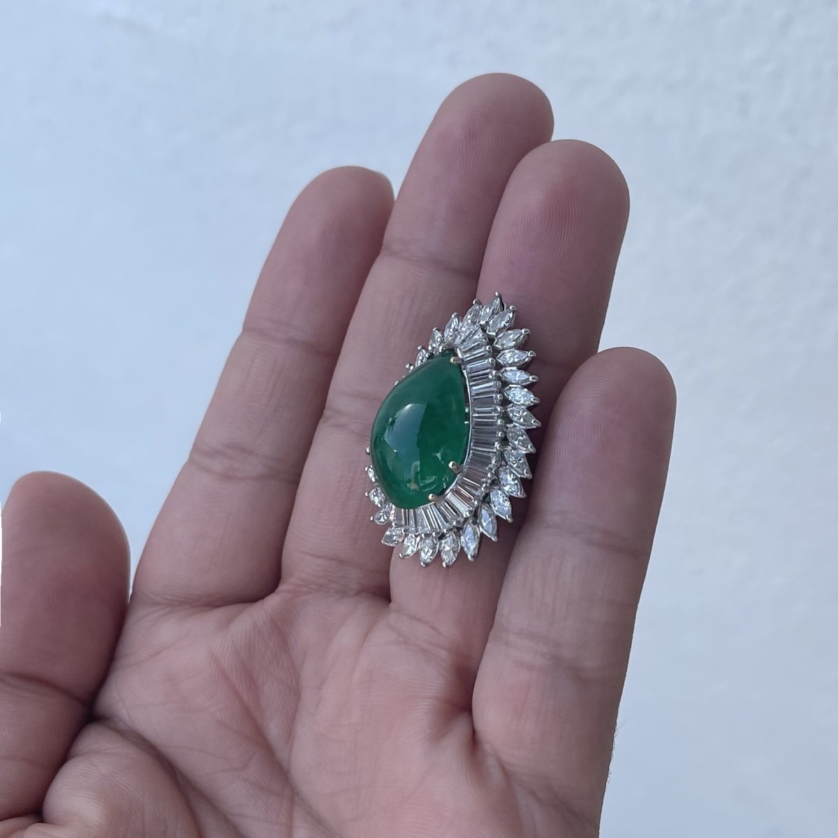 Emerald, Diamond and Platinum Ring
