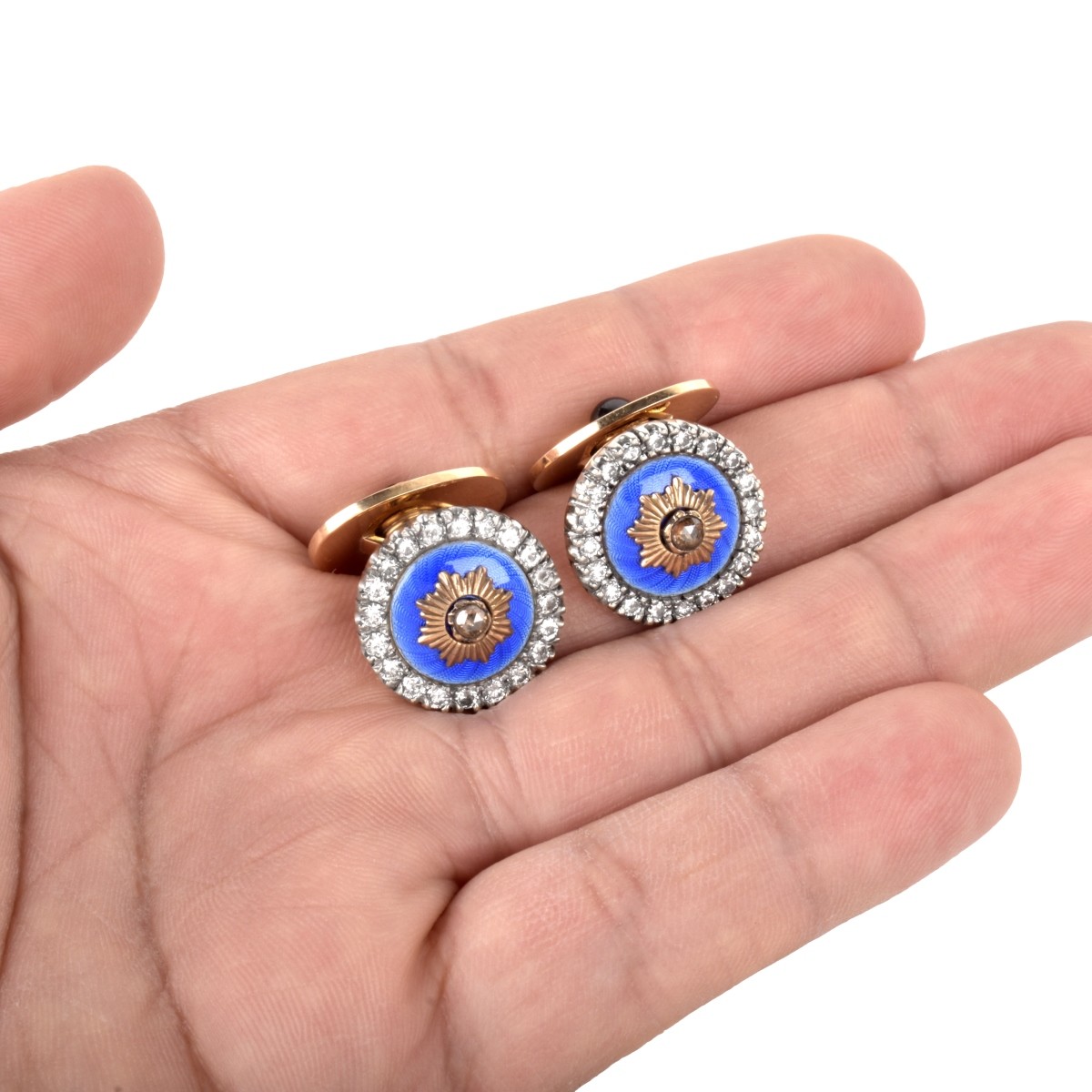 Russian Gemstone and 14K Cufflinks