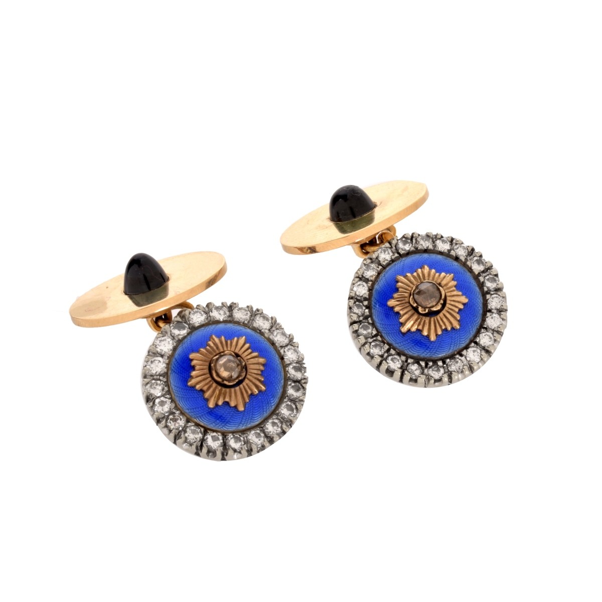 Russian Gemstone and 14K Cufflinks