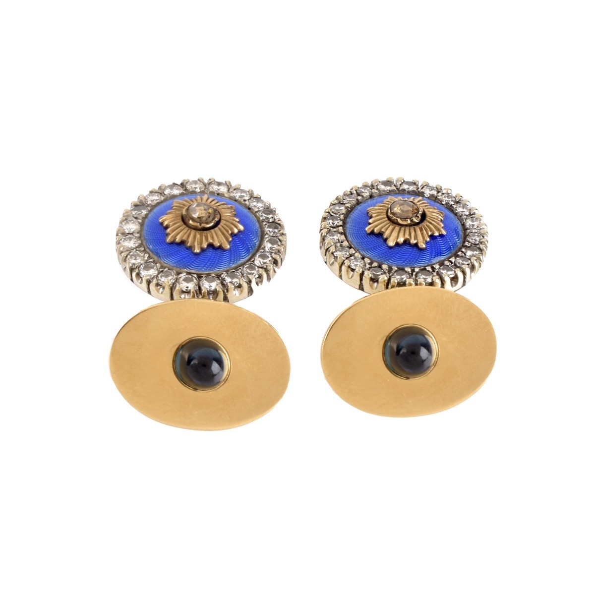 Russian Gemstone and 14K Cufflinks