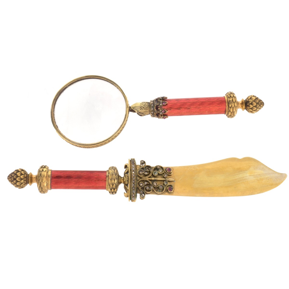 Russian Letter Opener and Magnifying Glass