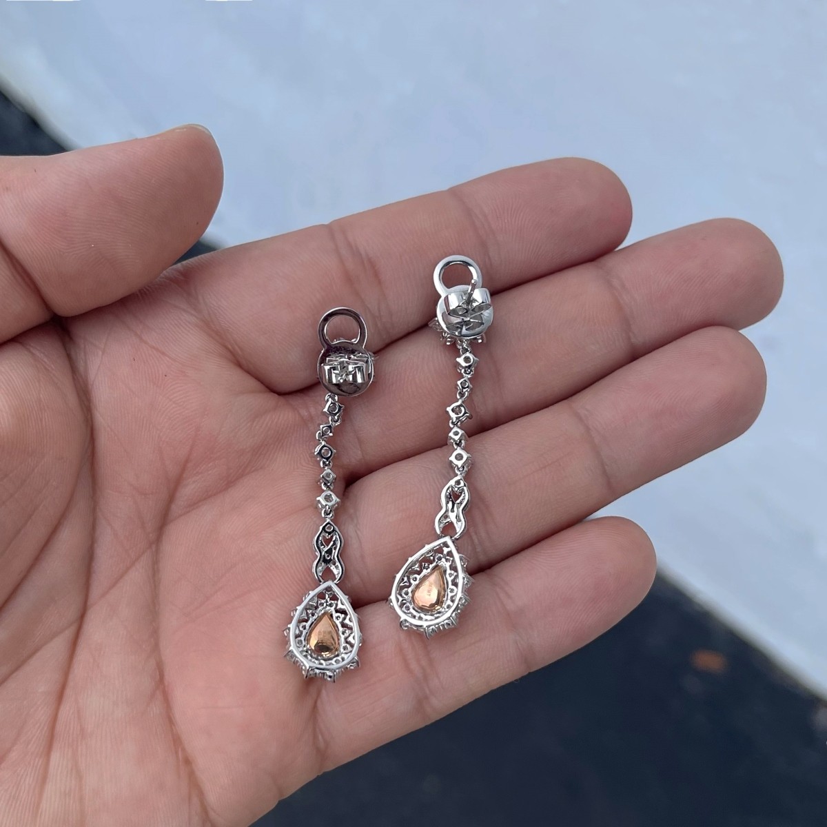 Fancy Color Diamond and 18K Earrings