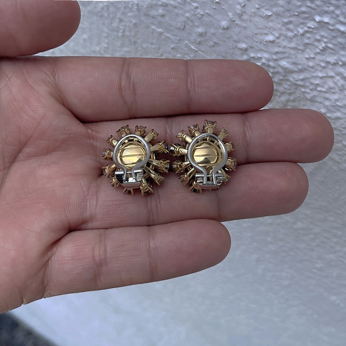 Fancy Diamond, Amethyst and 18K Earrings