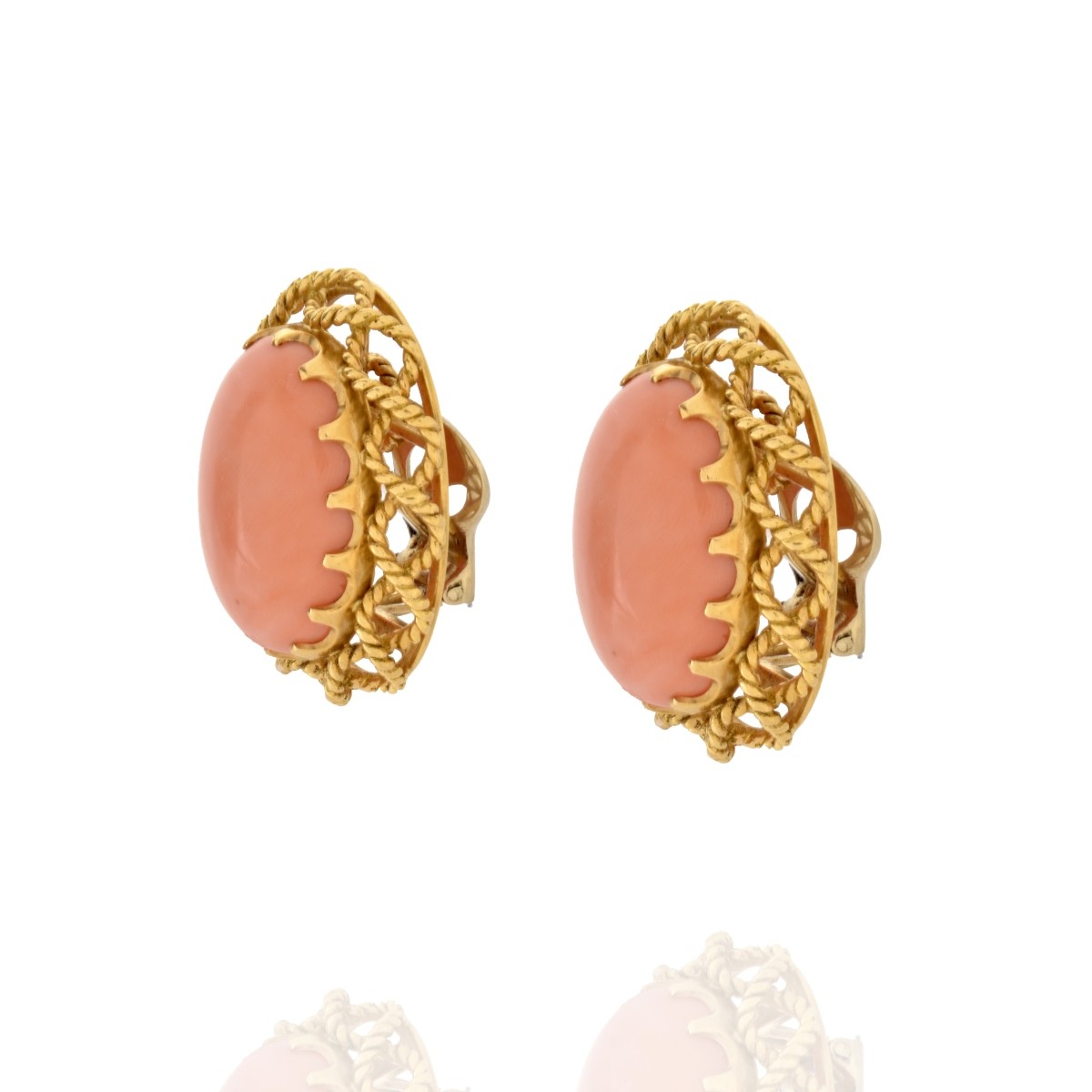 Coral and 18K Earrings