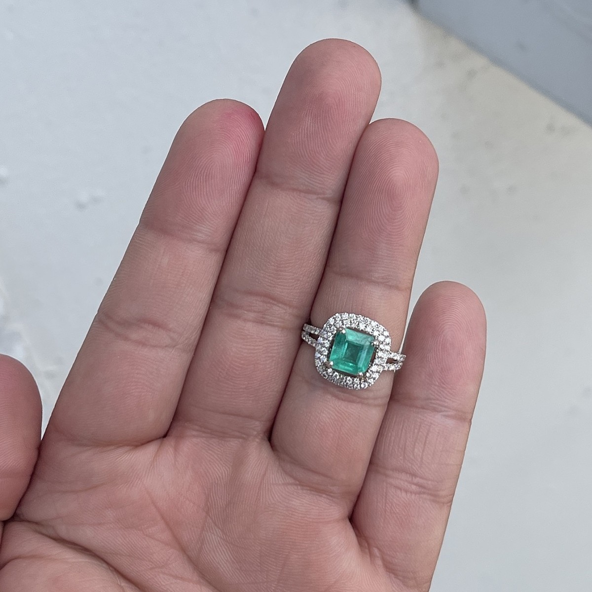 Emerald, Diamond and 14K Ring