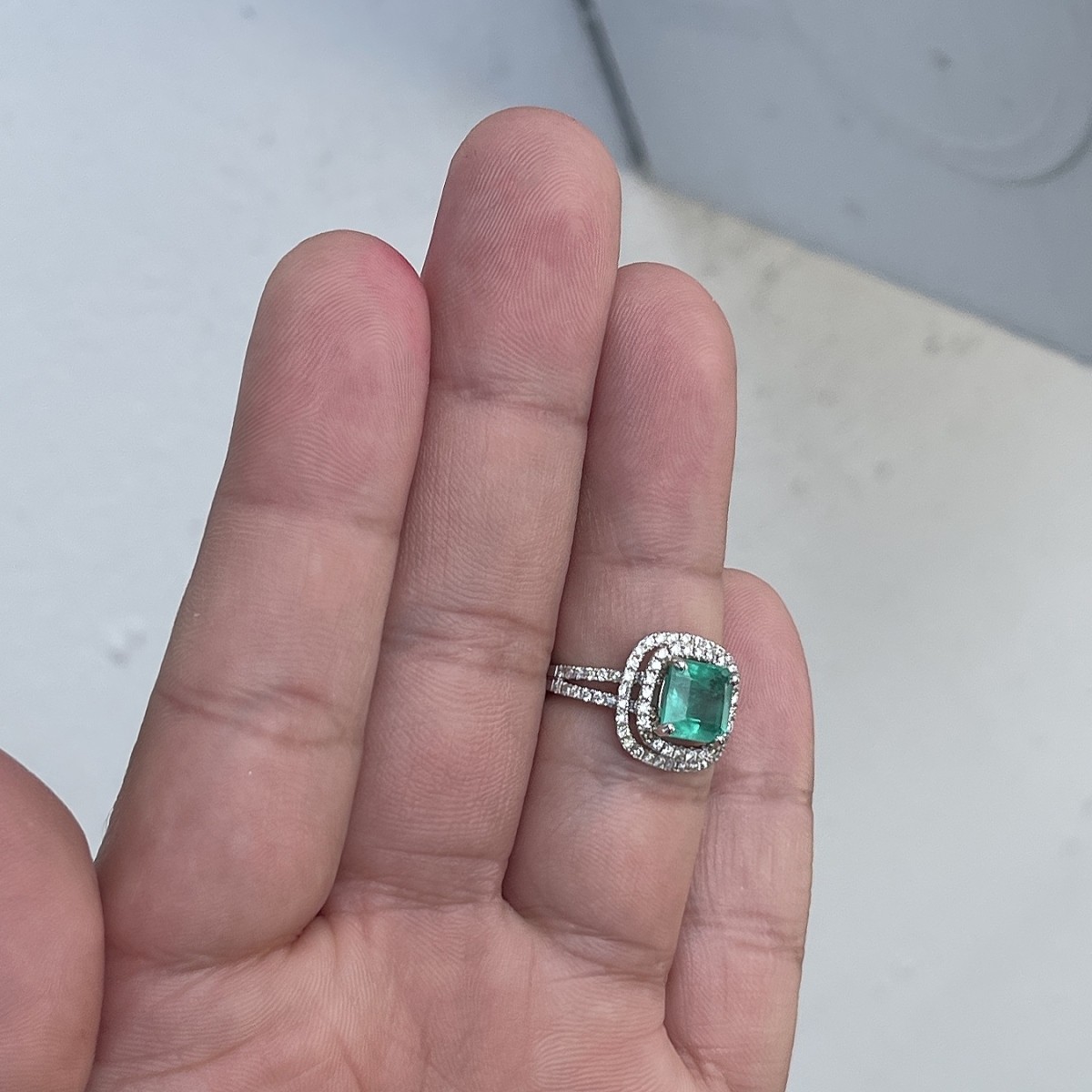 Emerald, Diamond and 14K Ring