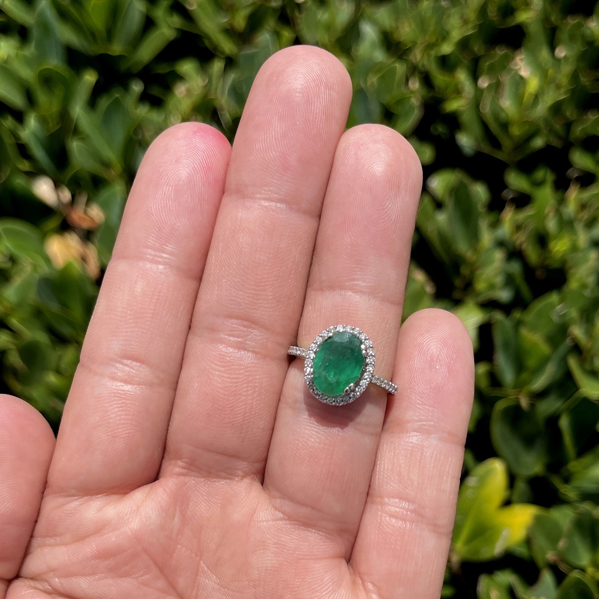 Emerald, Diamond and 14K Ring