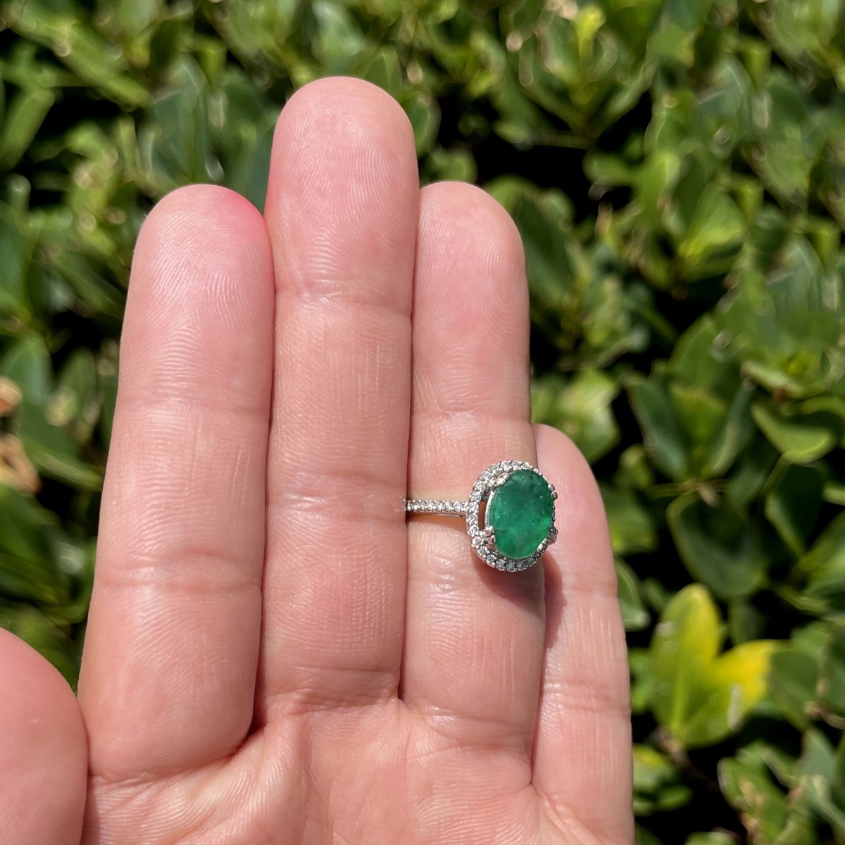 Emerald, Diamond and 14K Ring