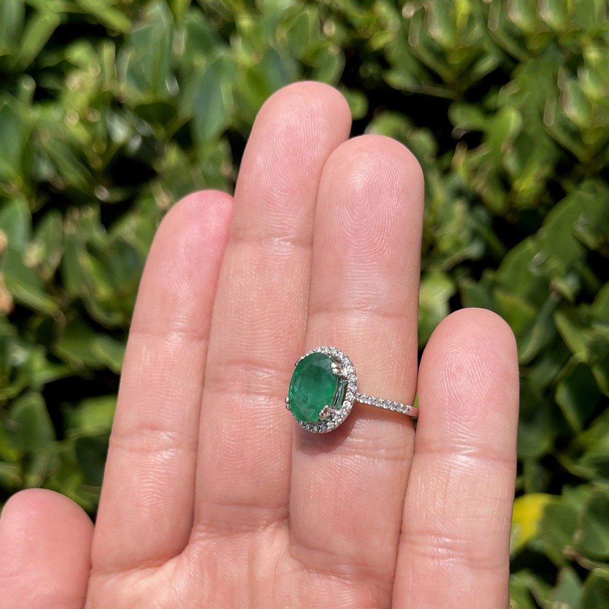 Emerald, Diamond and 14K Ring