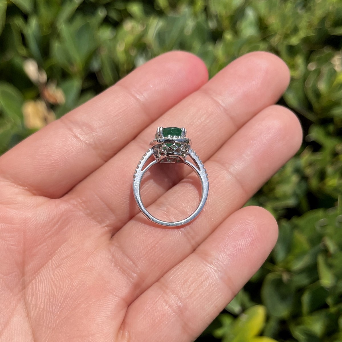 Emerald, Diamond and 14K Ring