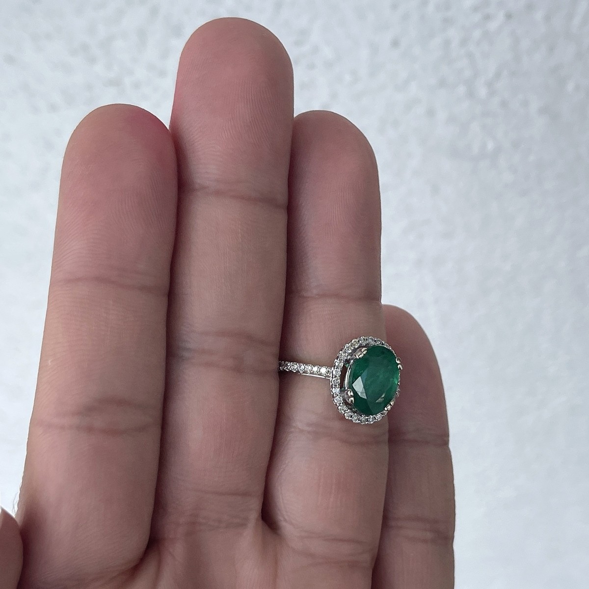 Emerald, Diamond and 14K Ring