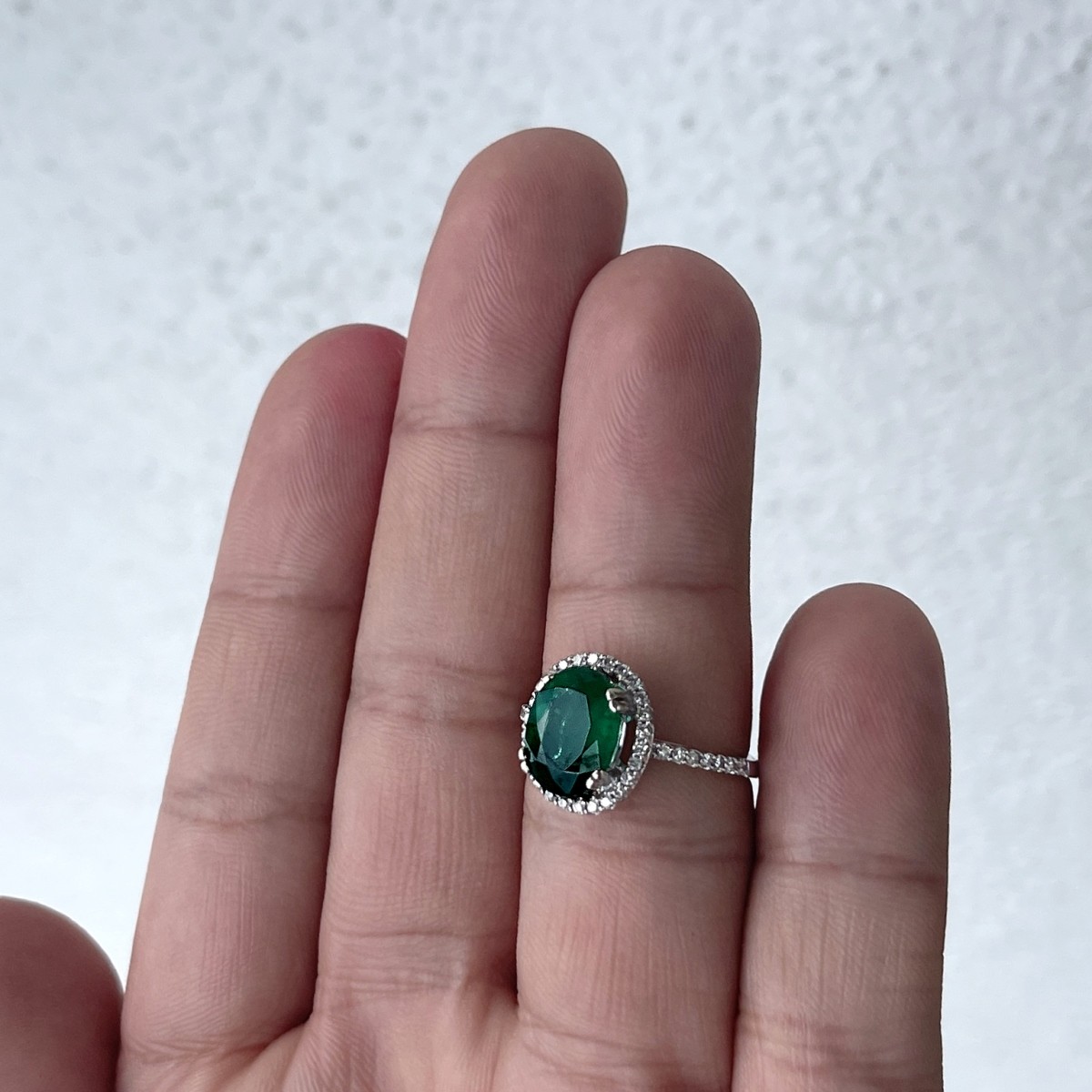 Emerald, Diamond and 14K Ring