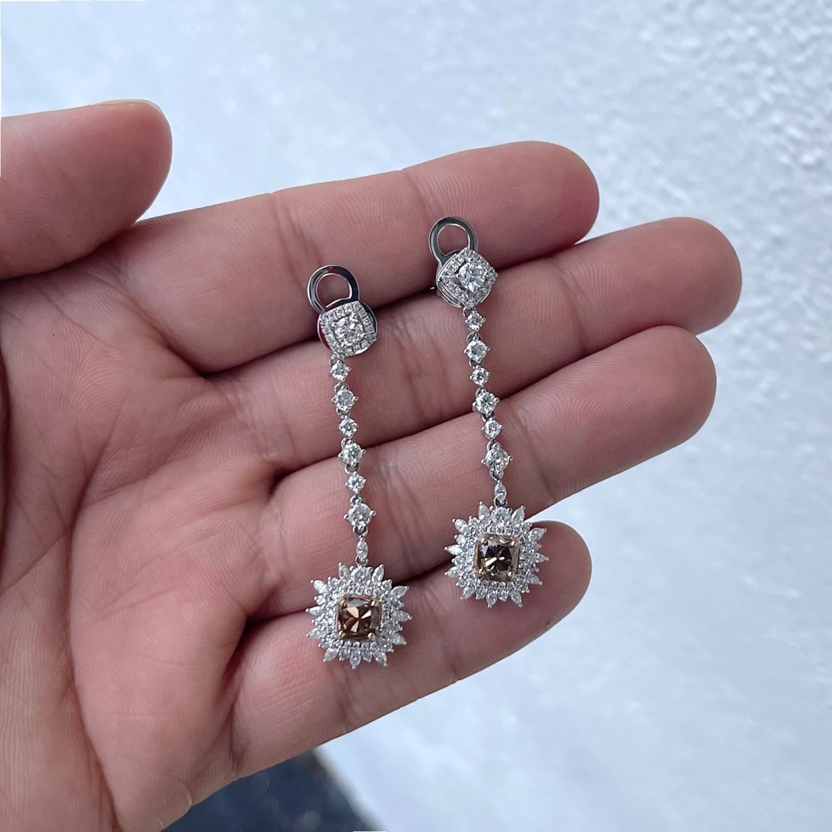 Fancy Color Diamond and 18K Earrings