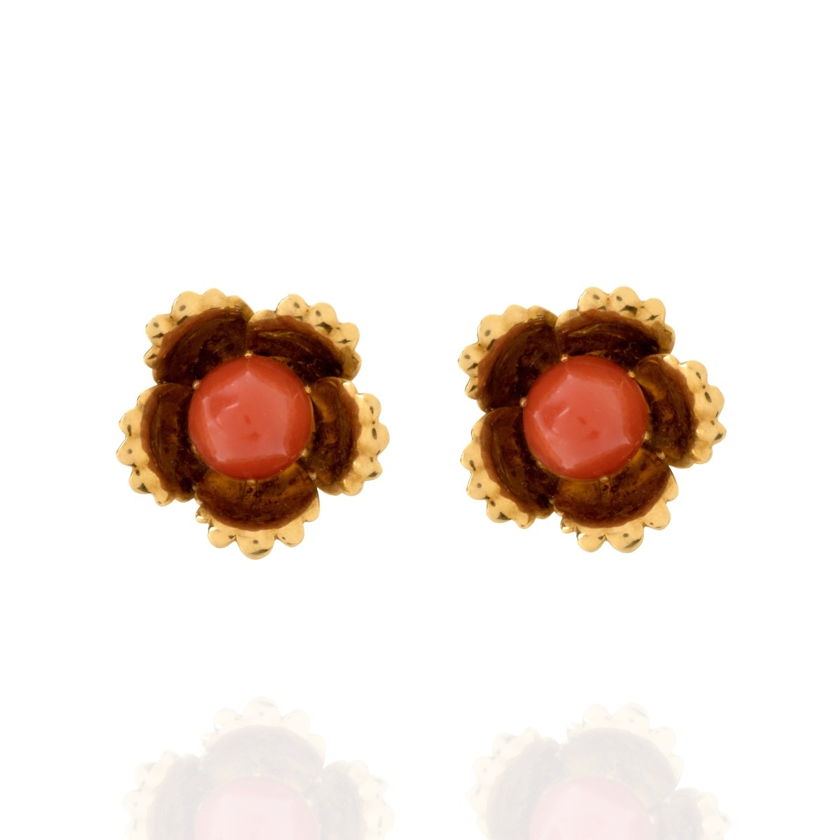 Coral and 18K Earrings