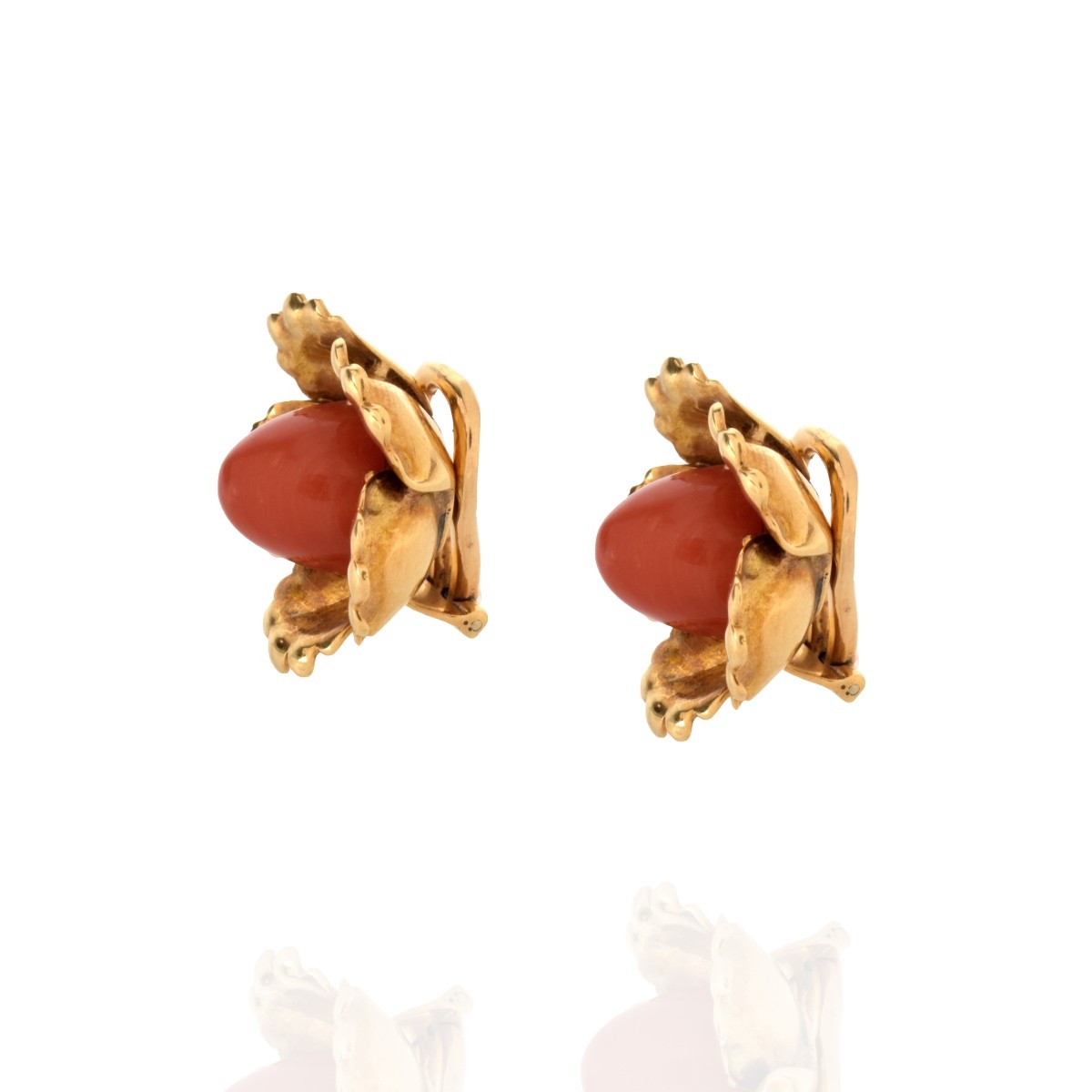 Coral and 18K Earrings