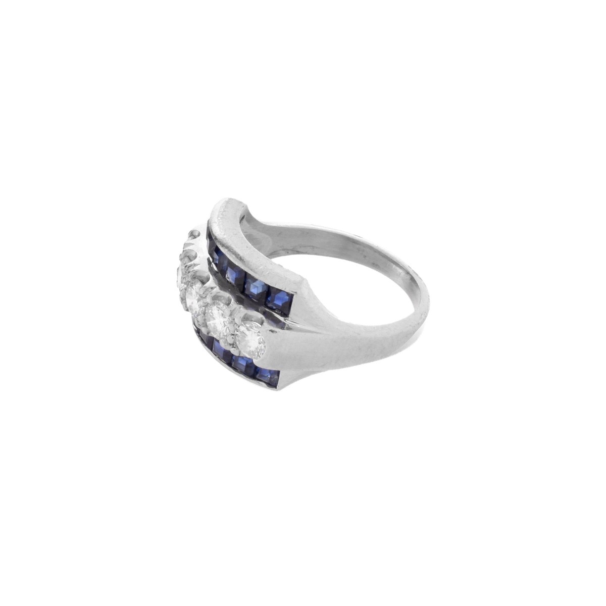 Diamond, Sapphire and Platinum Ring