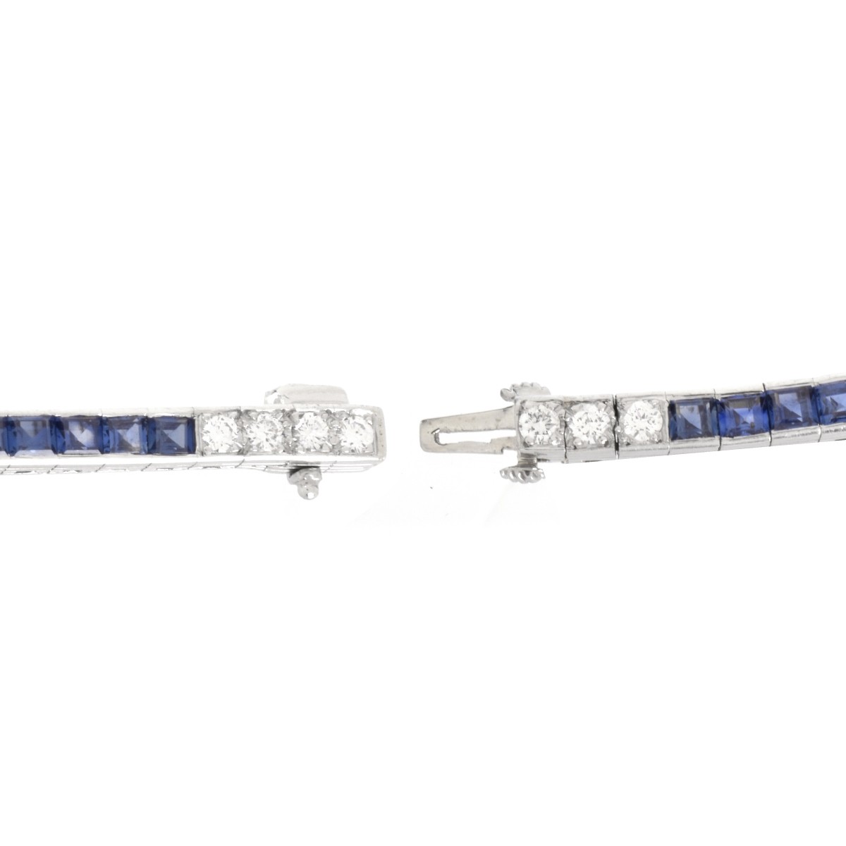 Diamond, Sapphire and Platinum Line Bracelet