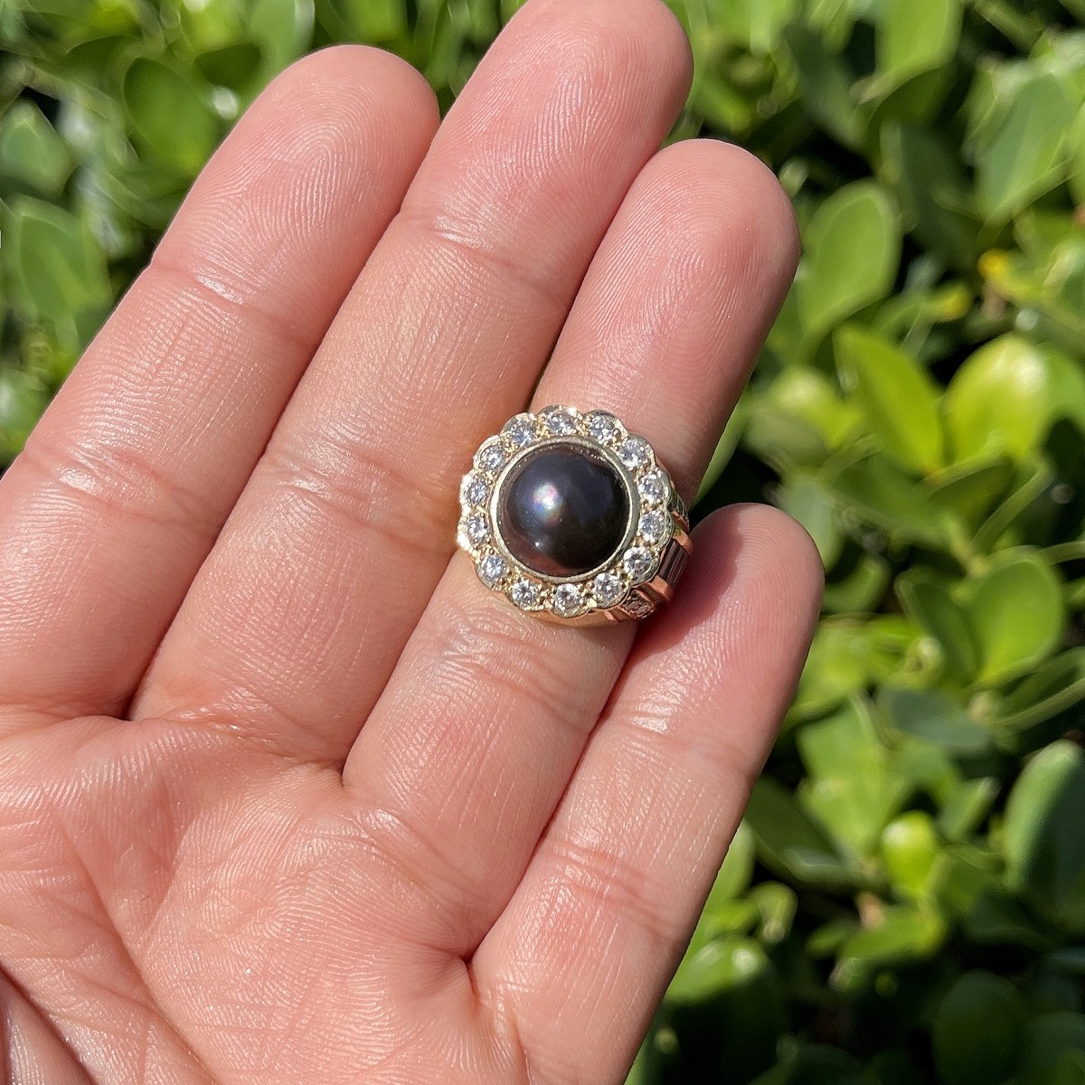 Diamond, Pearl and 14K Ring