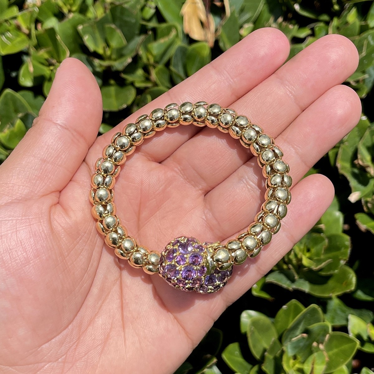 Amethyst and 18K Bangle Bracelet