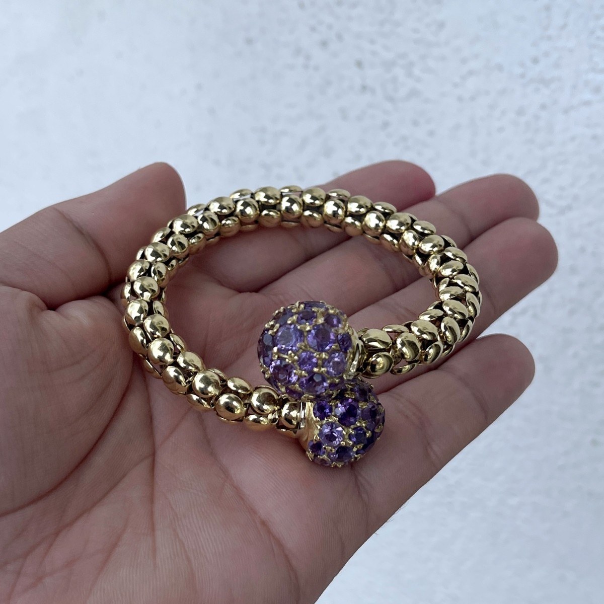 Amethyst and 18K Bangle Bracelet